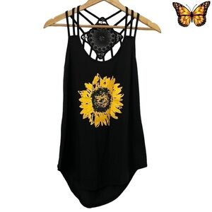 Shein Sunflower Strappy Sleeveless Summer Top Size Small